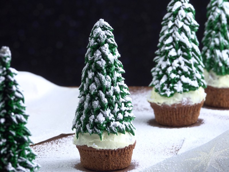 Muffins im Tannenbaum-Look.