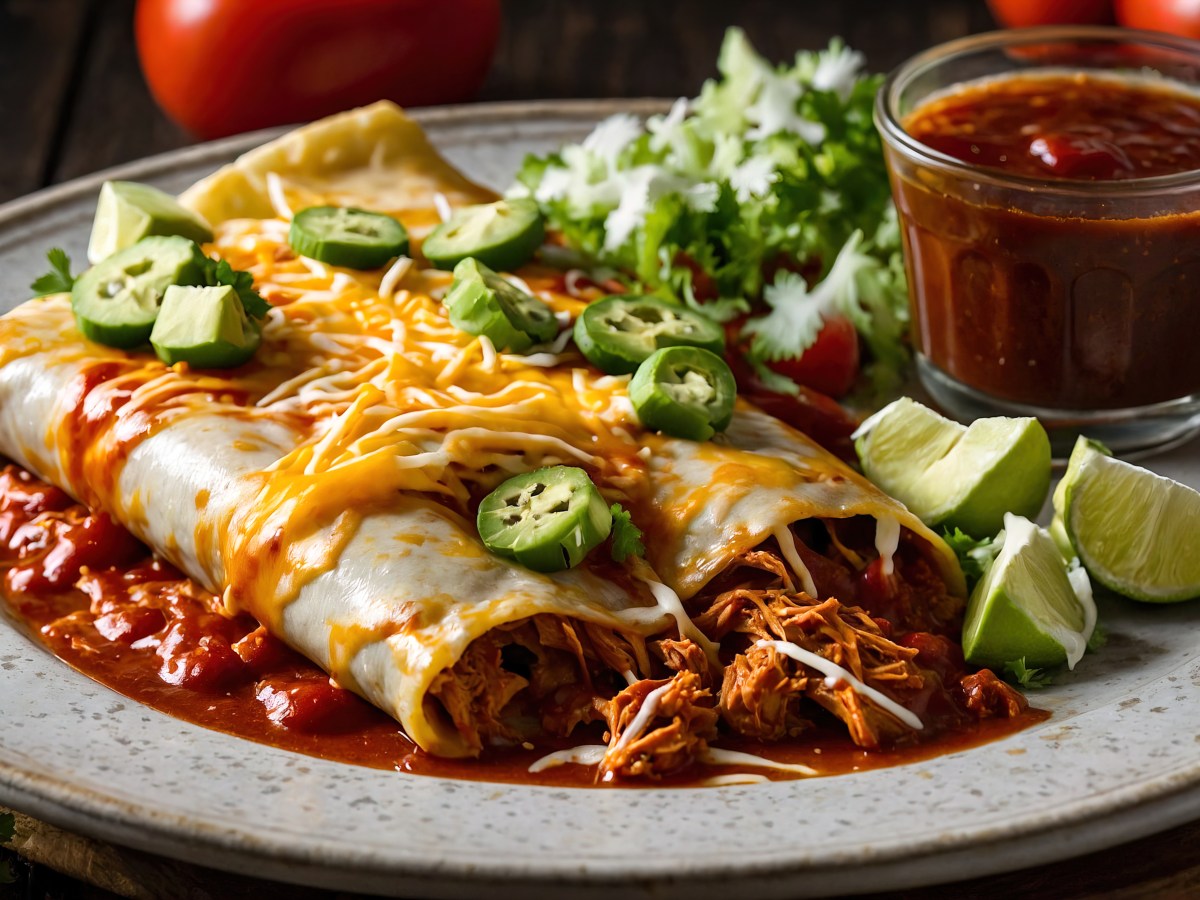 Enchiladas mit Pulled Pork und Soße