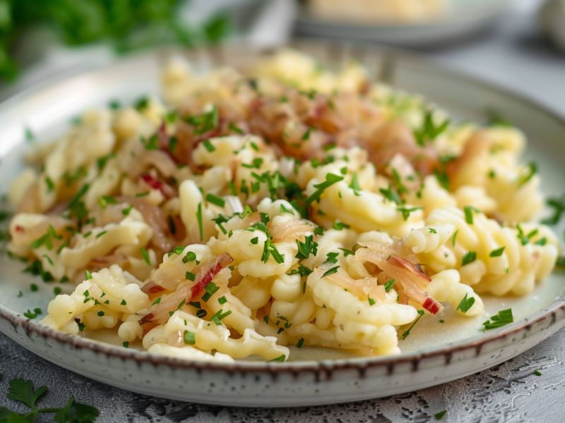 Kombiniere Spätzle mit Sauerkraut und Apfelmus und lass es dir schmecken