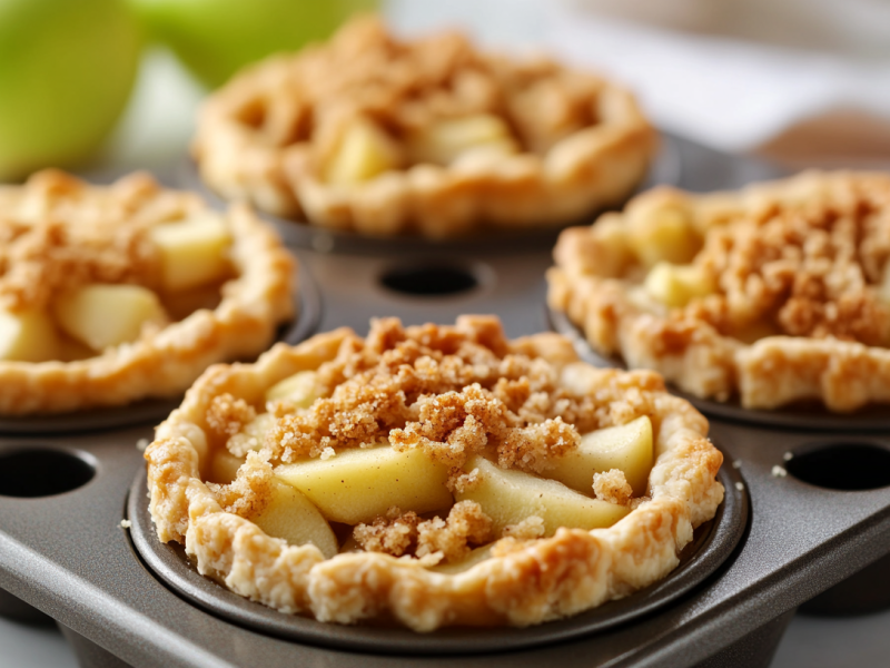 Mini-Apfelkuchen in der Muffinform, Nahaufnahme.