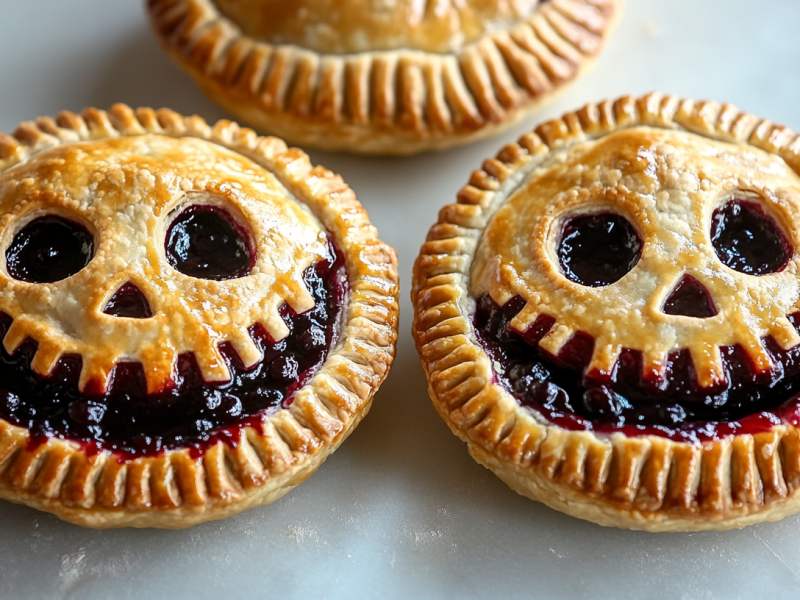 Halloween-Pies mit gruseligen Gesichtern