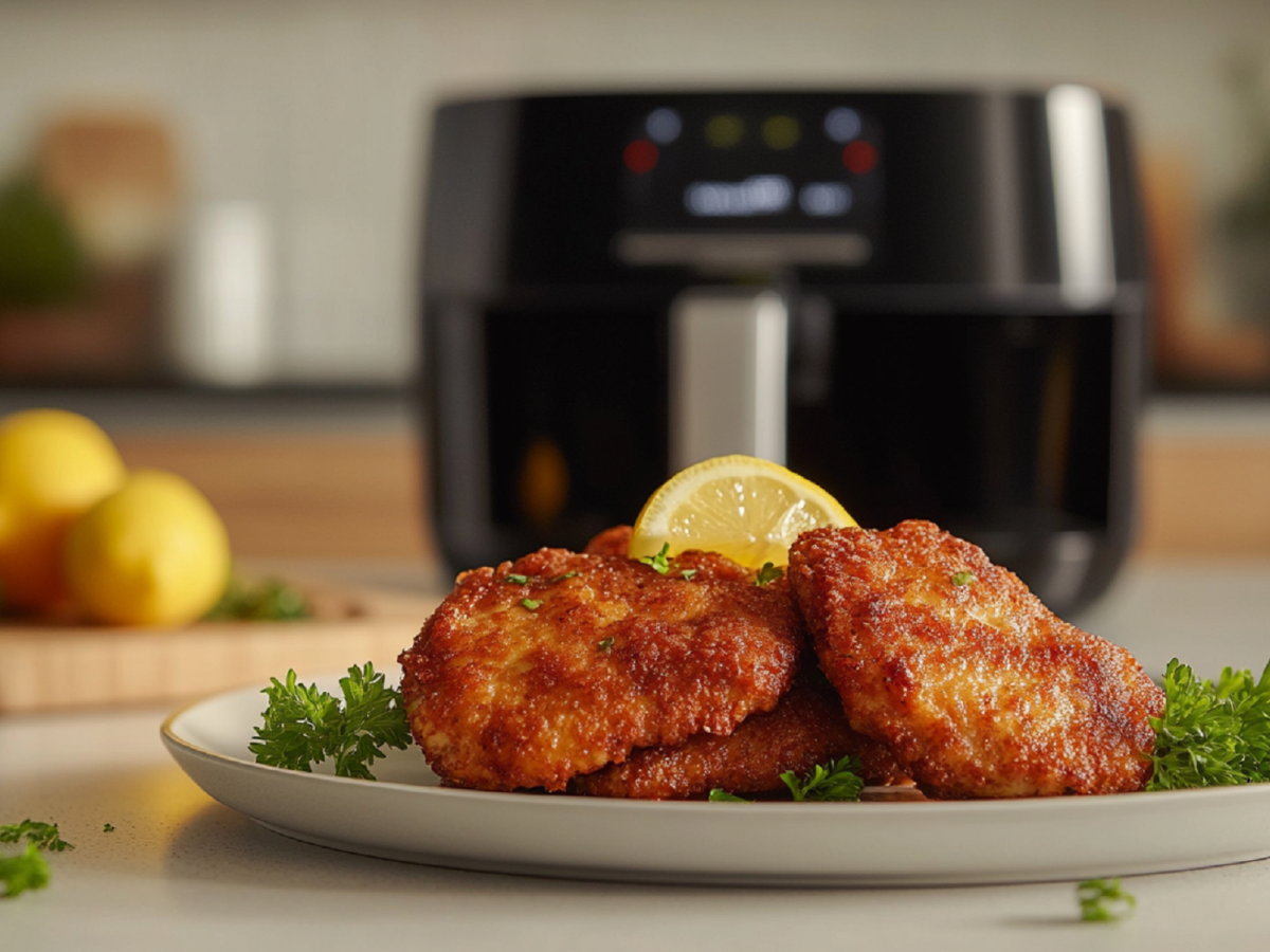 Hähnchenschnitzel aus der Heißluftfritteuse: knuspriger Genuss