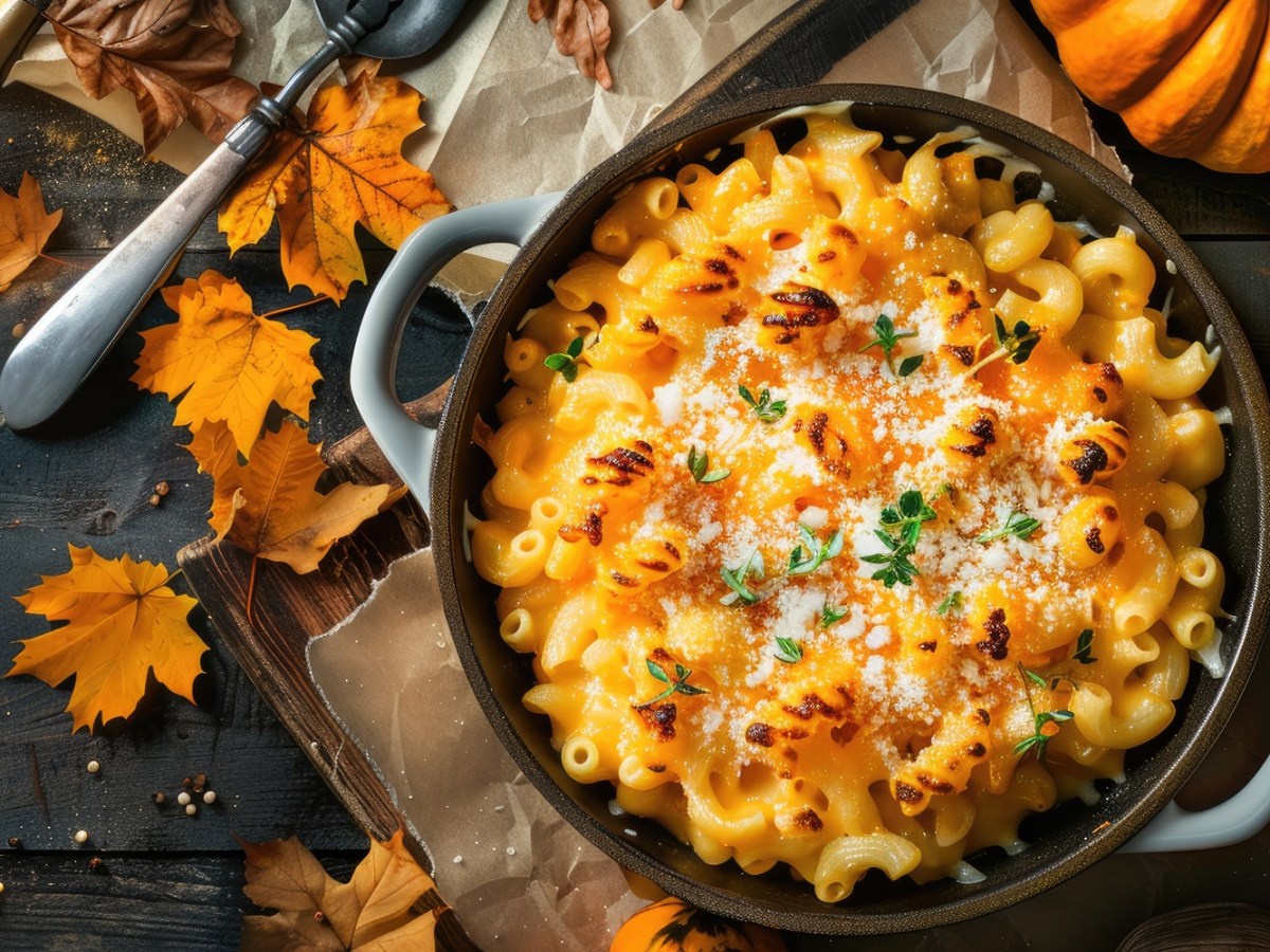 Pfanne mit Kürbis-Mac-and-Cheese