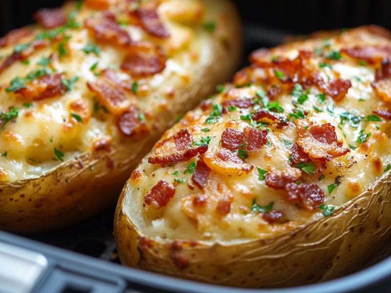 Ofenkartoffeln mit Speck und Käse aus dem Airfryer