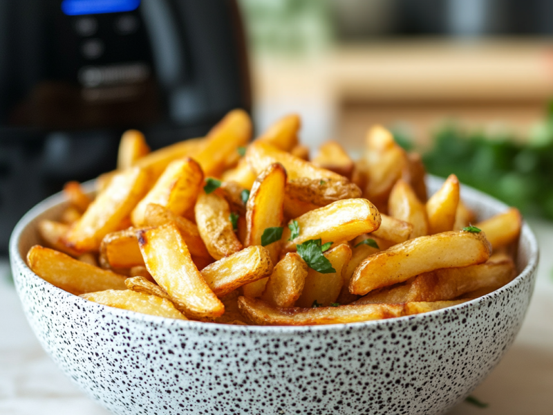 Pommes mit der Heißluftfritteuse backen: schnell zu knusprigen Fritten