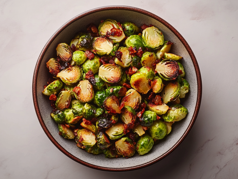 Smashed Rosenkohl mit Ahornsirup schmeckt als Beilage oder knuspriger Snack