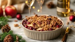 Auflaufform mit Apfel-Cranberry-Crumble