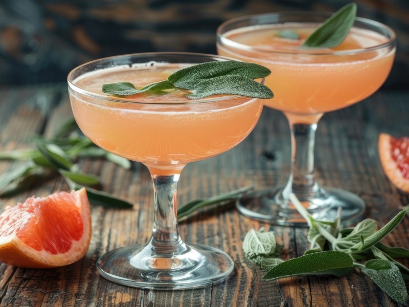 Zwei GlÃ¤ser Grapefruit-Salbei-Cocktail