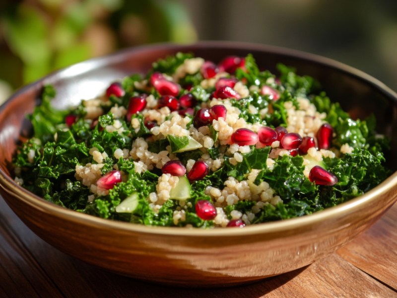 Schale mit GrÃ¼nkohl-Couscous-Salat