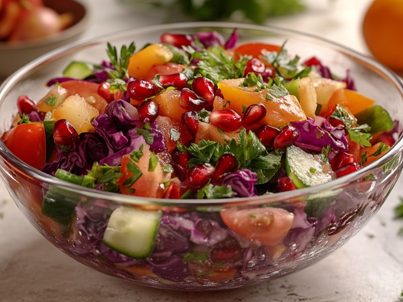 SchÃ¼ssel mit Rotkohl-Gurken-Salat