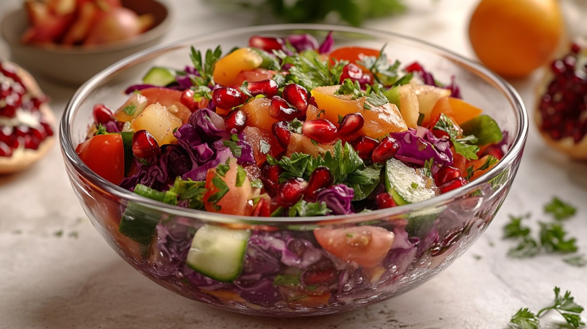 SchÃ¼ssel mit Rotkohl-Gurken-Salat