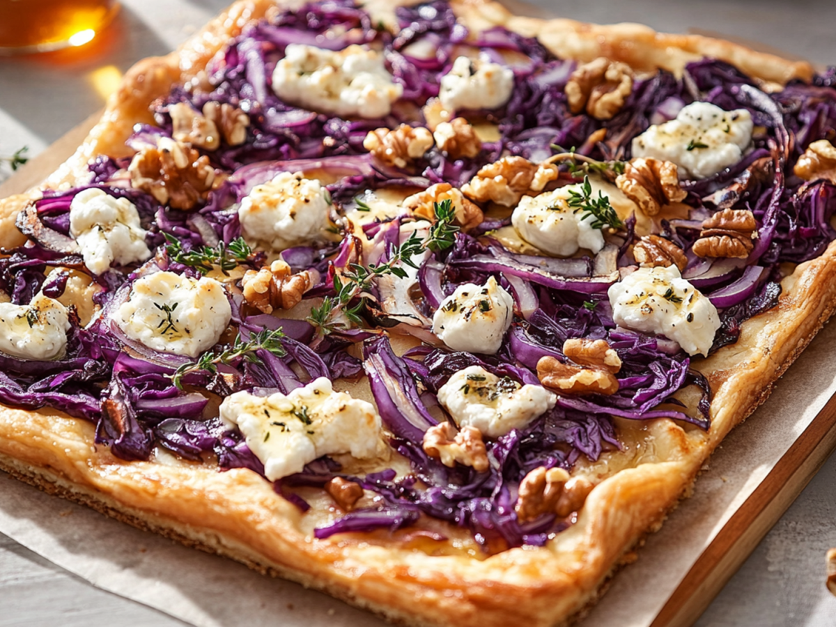 Rotkohl-Flammkuchen mit ZiegenkÃ¤se: Winterzauber aus dem Ofen