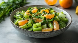 Schale mit Sellerie-Mandarinen-Salat